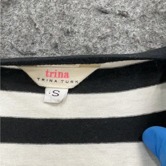 Trina Turk Viscose Blend Black and White Striped Dress small - Picture 5 of 5